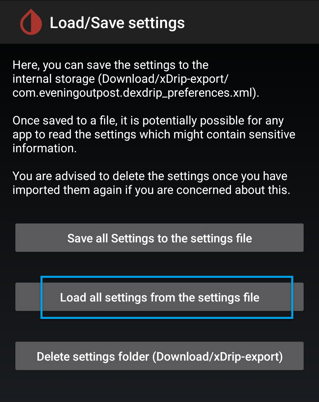 Exported file location